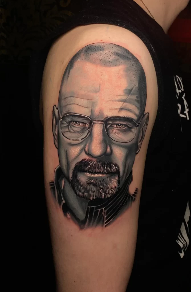 Černobíle tetování - realistický portrét Breaking Bad