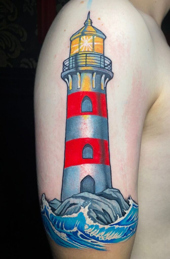 Barevné tetování - Maják pro lodě