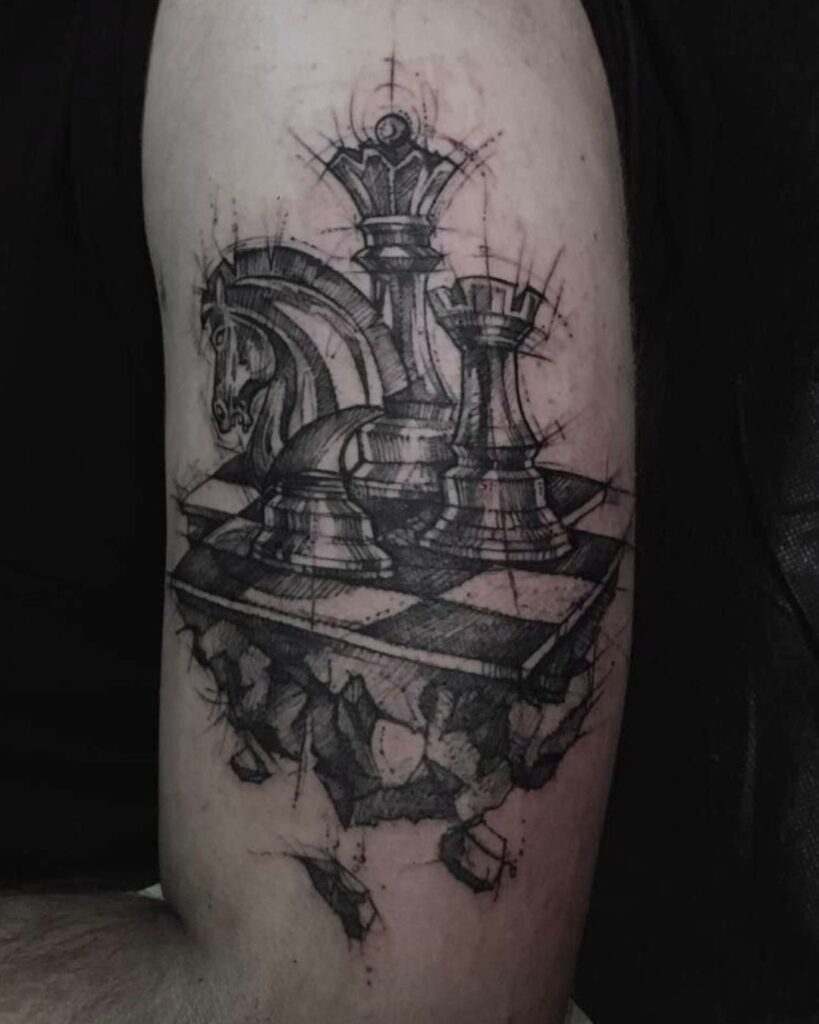 Tetování na ruce - šachovnice.